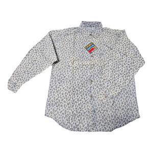 Novin Men's Casual Shirt Medium Faded Blue Paisley Pattern 100% Cotton